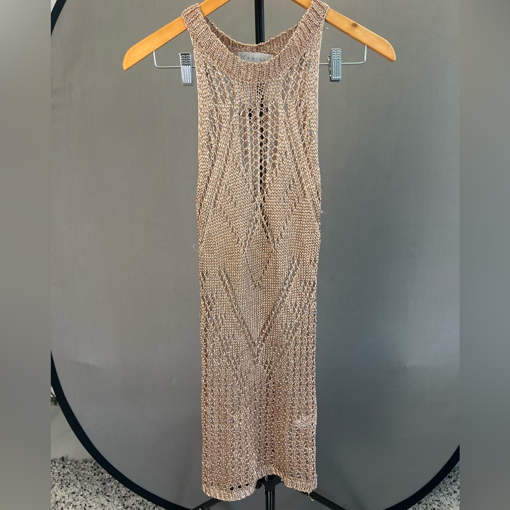 Elegant Tan Knit Swim Coverup